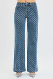 High Waist Bow-Embellished Wide Leg Jeans