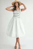 Smocked Bodice Bubble Midi Dress