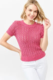 Washed Short Sleeve Light Weight Sweater