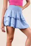 Riffled Tiered Layers Activewear Skirt with Shorts