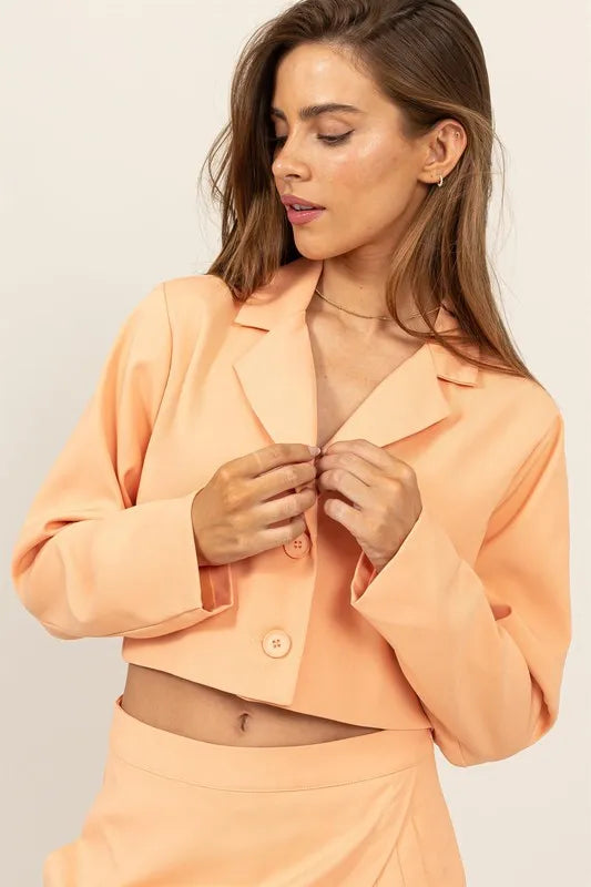 Cropped Button-Down Blazer