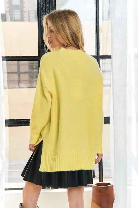 Side Slit Soft Sweater Top