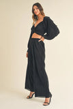 Front Twisted Long Sleeve Top and Pants Set