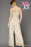 Floral Smocked Cropped Leg Jumpsuit