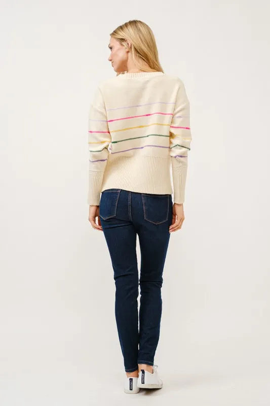 Multi Striped Pullover Sweater Top