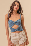 Rayon Span Jersey Knit Double Twist Front Cami Top