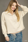 Raw Hem Collared Long Sleeve Shirt with Edge