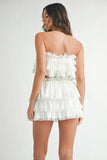 Ruffle Layered Crop Top and Mini Skirt Set