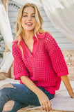 Hollow Out Polo Sweater Top