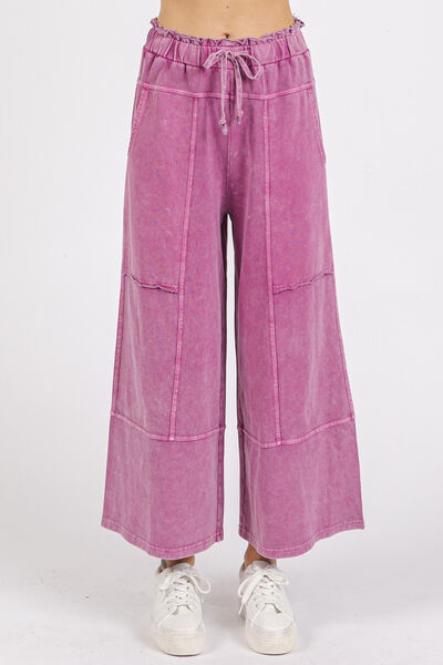 Mittoshop Mineral Wash Seam French Terry Wide Leg Pants