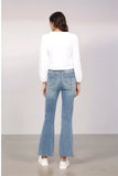 Full Size Tummy Control Back Embroidered Pocketed Bootcut Jeans Plus Size