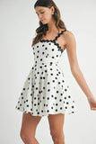 Polka Dot Mini Dress with Ricrac Trim Strap