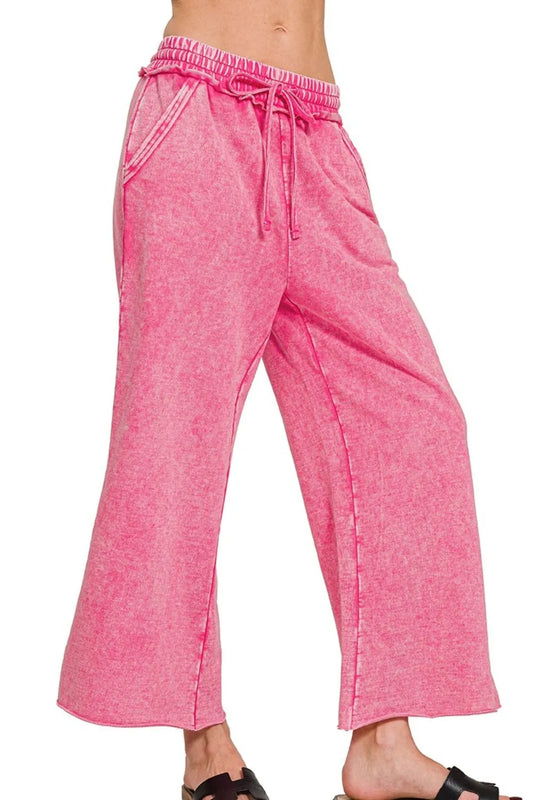 Washed French Terry Palazzo With Pockets