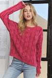 Mineral Washed Cable Knit Sweater Top