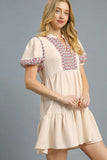 Ethnic Embroidered Boho-Chic Mini Dress