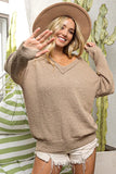 Edgy Popcorn Texture V-Neck Sweater