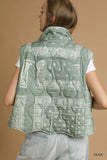 Quilted Bandana-Pattern Puffer Vest