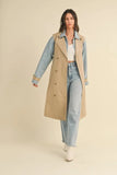 Layered Look Trench Coat With Denim Jacket