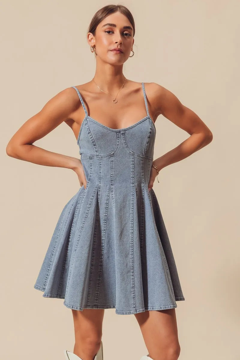 Chic Fit and Flare Denim Mini Dress