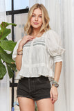 Smocked Puff Sleeve Peasant Blouse