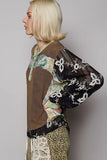 Crochet Sleeve Artistic Patchwork Button Detail Blouse