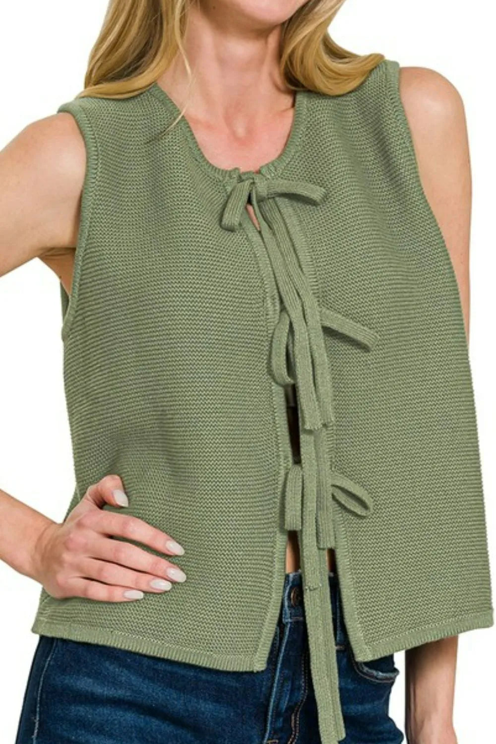 Tie Front Sweater Vest