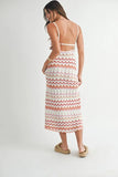 Lightweight Pointelle Chevron Knit Maxi Dress