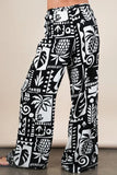Printed Casual Wide Leg Resort Pants