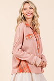Mittoshop Mineral Washed Plaid Button Down Shacket