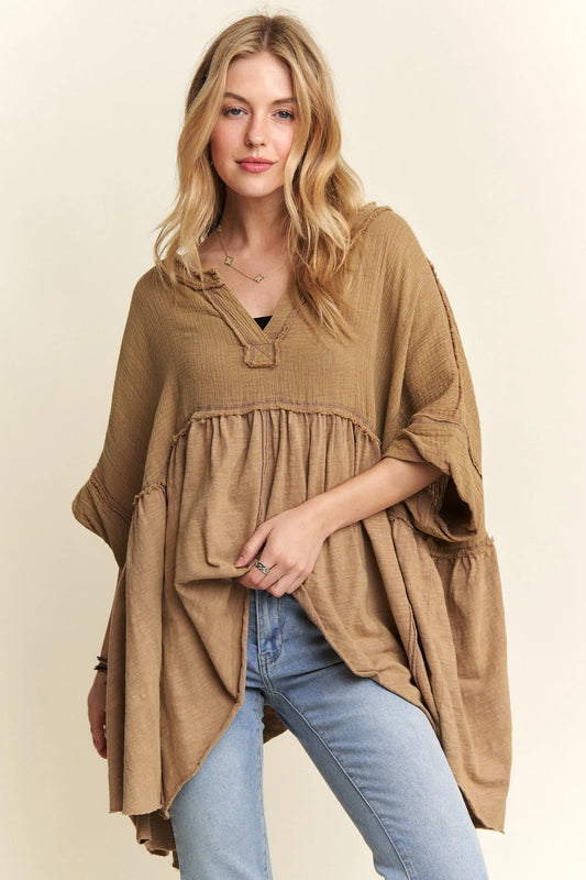 Oversized Mineral Washed Flare Top