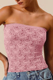 Floral Jacquard Two-Tone Seamless Tube Tank Top