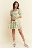 Fruits Printed Smocking Mini Dress