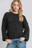 Full Size Round Neck Long Sleeve Boucle Sweater Plus Size