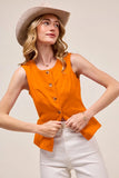 Tailored Button Front Game Day Spirit Denim Vest Top