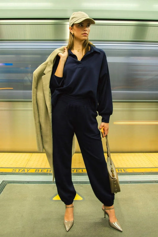 Seam-Accent Joggers with Adjustable Drawstring