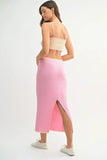 Ribbed Knit Color Block Cutout Midi Dress