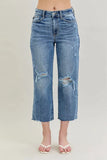 Full Size High Waist Destroy Crop Wide Leg Jeans Plus Size