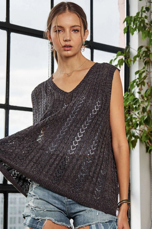 Loose Fit Lightweight Sweater Vest Top