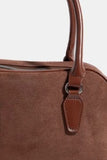 Faux Leather Handle Boxy Handbag