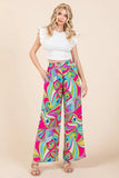 Abstract Print Elastic Waist Wide Leg Pants