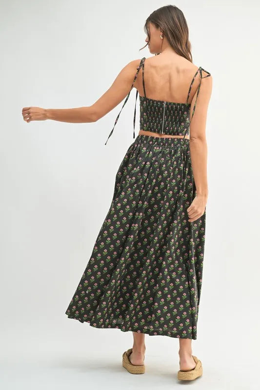 Floral Crop Top and Skirt Set