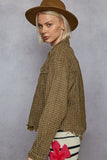Textured Button Front Jacket with Dual Flap Pockets