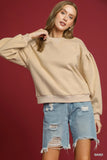 Pleated Detail Sweatshirt with Classic Round Neck
