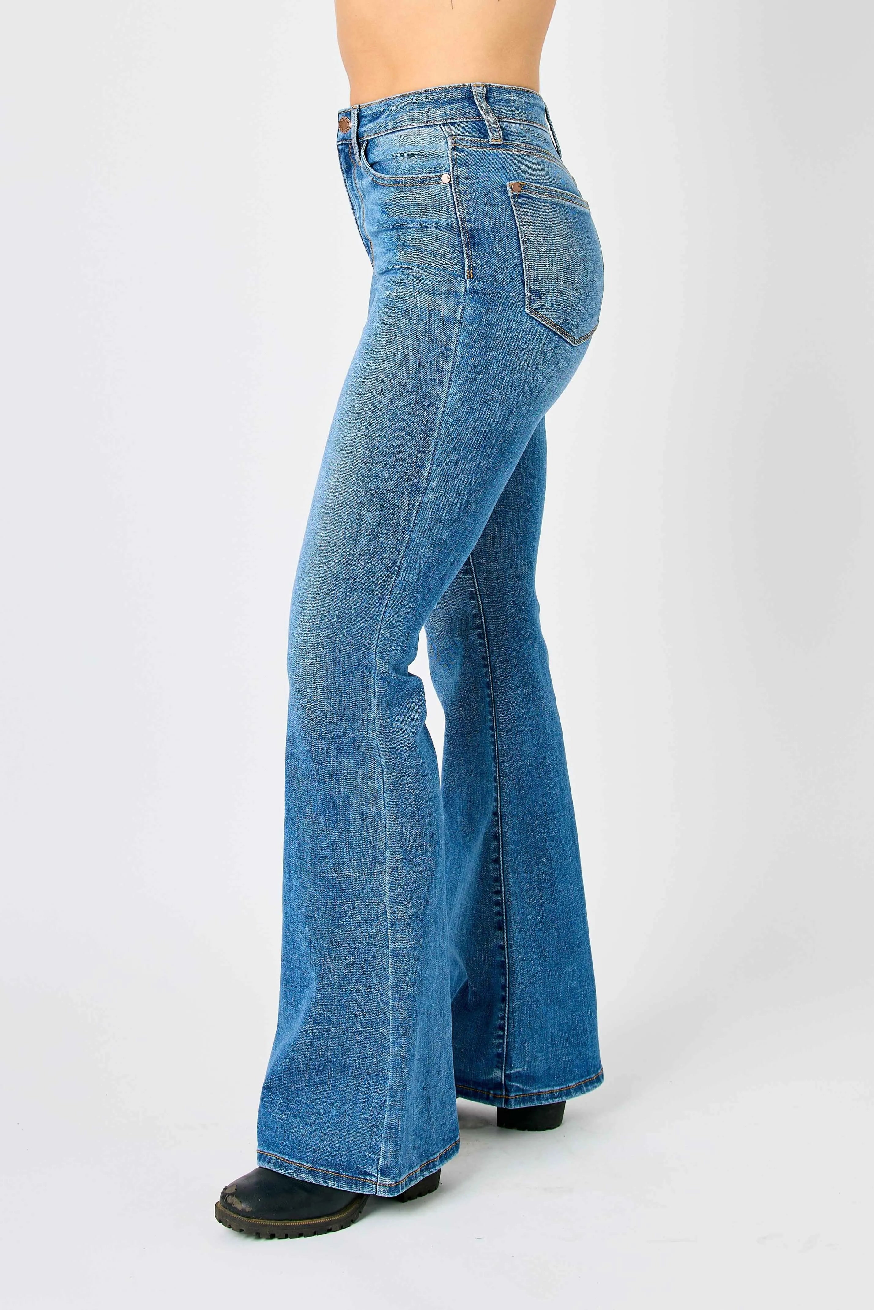 Premium High-Rise Vintage Flare Denim Trousers
