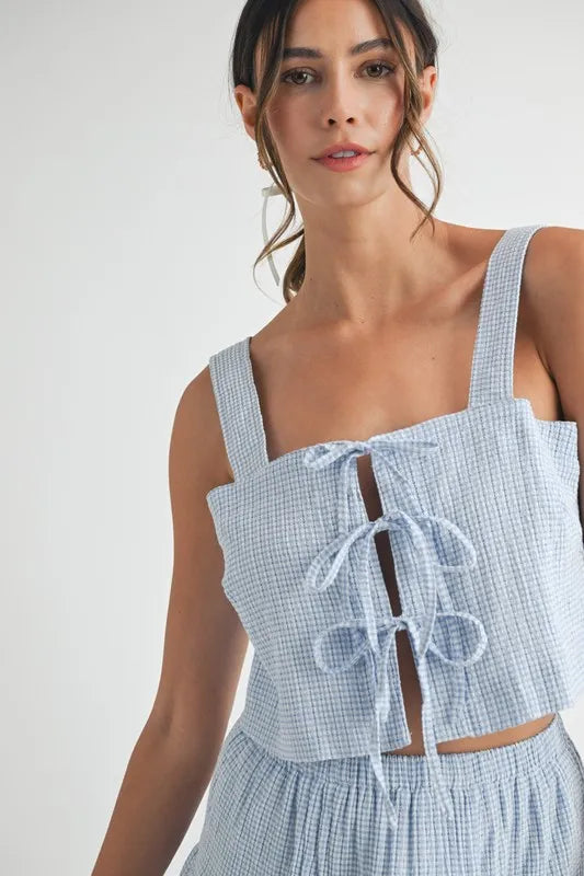 Gingham Plaid Crop Top and Mini Skirt Set
