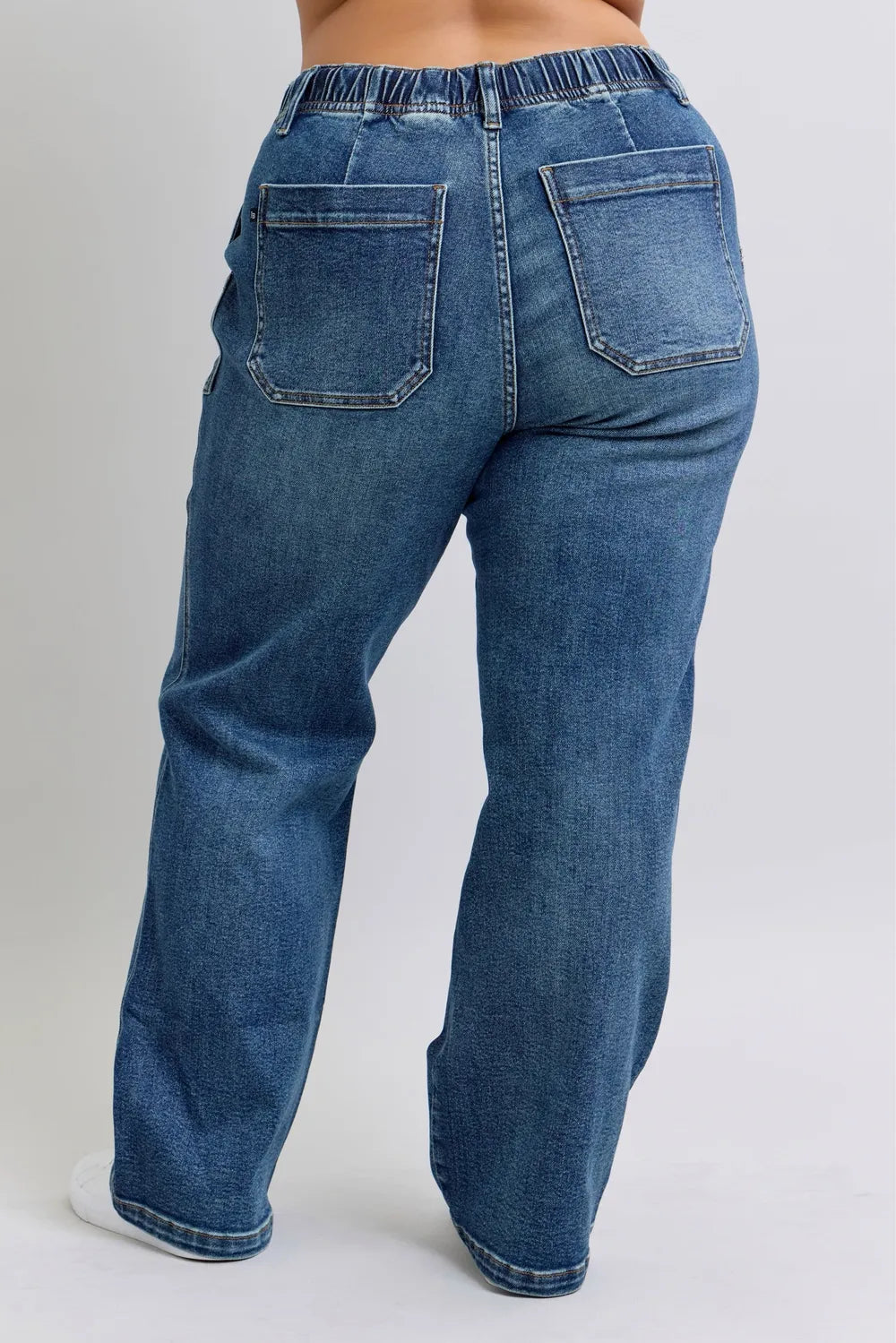 Plus Size High Waist Drawstring Wide Leg Jeans