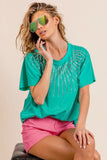 Rhinestone Beaded Short Sleeve Top