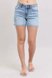 Mid Rise Washed Denim Shorts