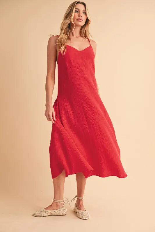 Side Button Midi Cami Dress