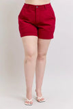 Plus Size High Waist Tummy Control Garment Dyed Heart Shaped Denim Shorts